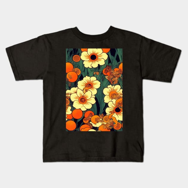 Beautiful Stylized Orange Flowers, for all those who love nature #161 Kids T-Shirt by Endless-Designs